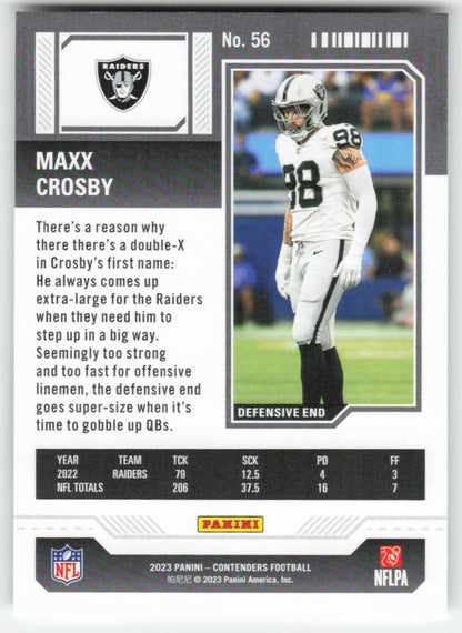 2023 Panini Contenders #56 Maxx Crosby Season Ticket Retail Raiders FB1-308