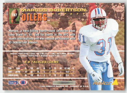 1994 Pinnacle #187 Marcus Robertson Houston Oilers FB1-326