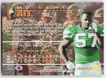 1994 Pinnacle #266 Mo Lewis New York Jets FB1-334