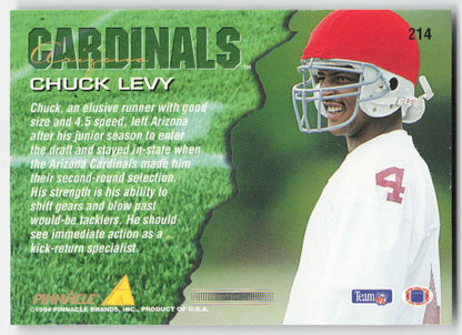 1994 Pinnacle #214 Chuck Levy Arizona Cardinals Rookie FB1-338