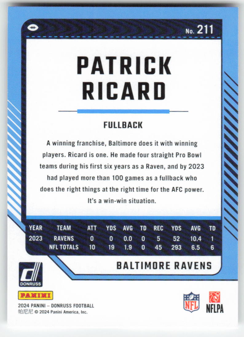 2024 Donruss #211 Patrick Ricard Baltimore Ravens FB1-356