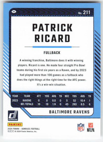 2024 Donruss #211 Patrick Ricard Baltimore Ravens FB1-356
