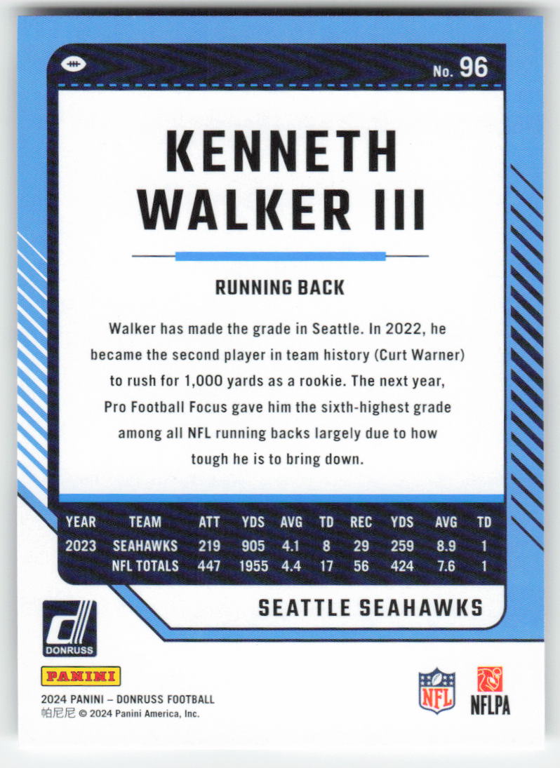 2024 Donruss #96 Kenneth Walker III Seattle Seahawks FB1-359