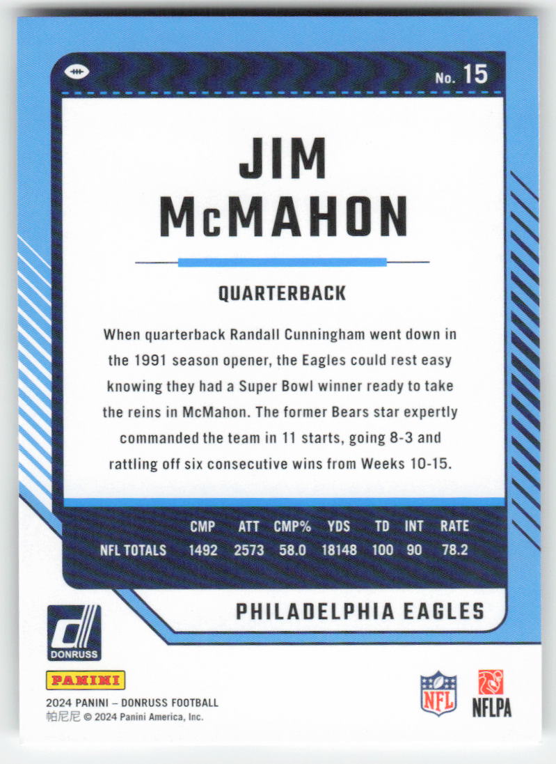 2024 Donruss #15 Jim McMahon Philadelphia Eagles FB1-361