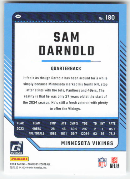 2024 Donruss #180 Sam Darnold Minnesota Vikings FB1-362