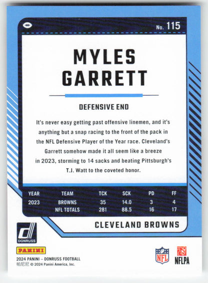 2024 Donruss #115 Myles Garrett Cleveland Browns FB1-371