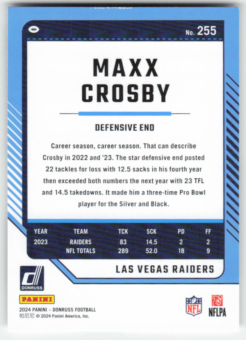 2024 Donruss #255 Maxx Crosby Las Vegas Raiders FB1-385