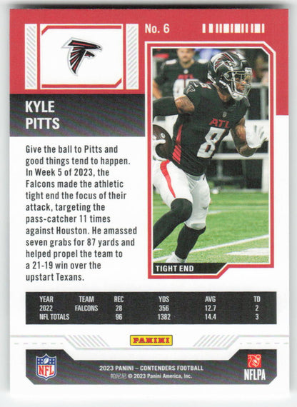 2023 Panini Contenders #6 Kyle Pitts Season Ticket Retail Falcons FB1-404