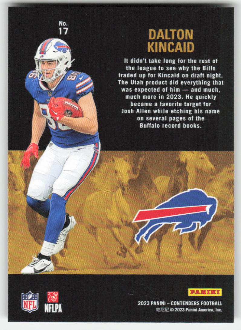 2023 Panini Contenders #17 Dalton Kincaid Rookie Stallions Buffalo Bills FB1-405
