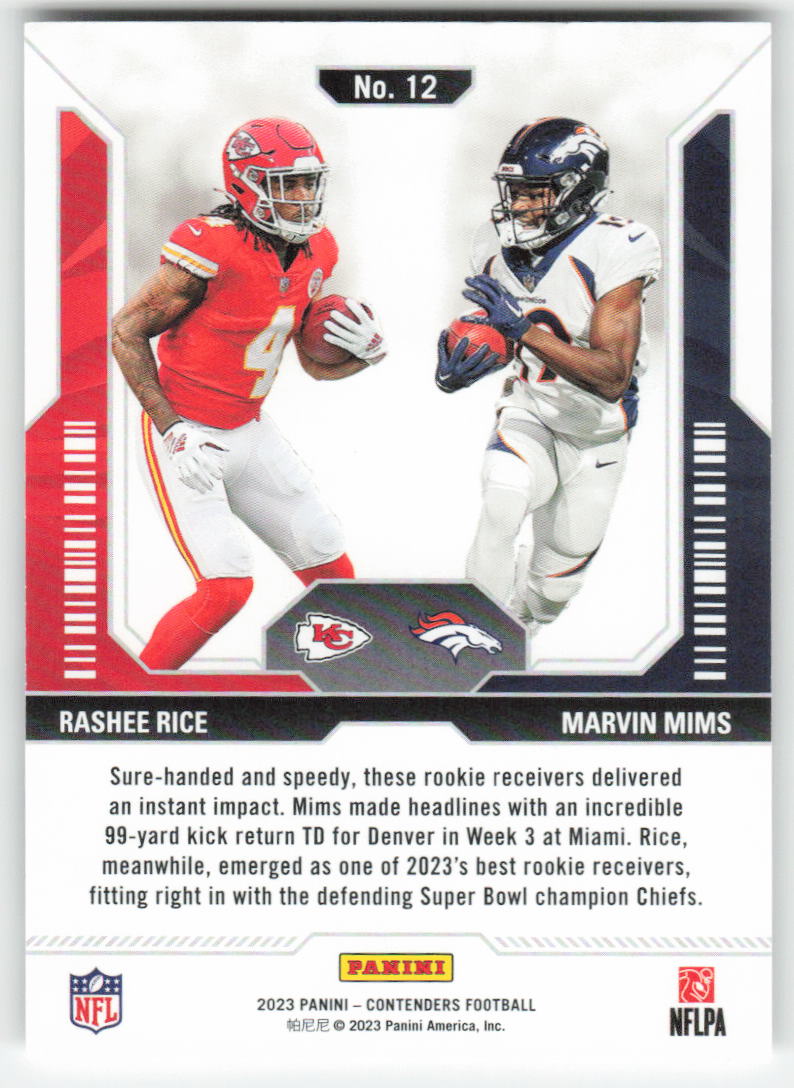 2023 Panini Contenders #12 Rashee Rice / Marvin Mims Round Numbers Red FB1-406