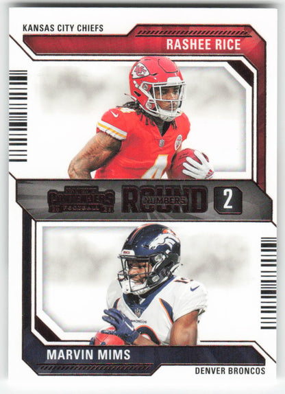 2023 Panini Contenders #12 Rashee Rice / Marvin Mims Round Numbers Red FB1-406