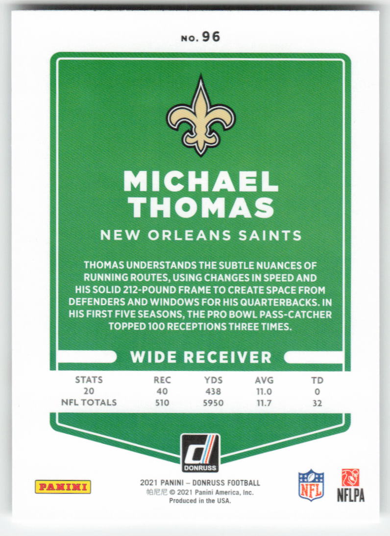 2021 Donruss #96 Michael Thomas New Orleans Saints FB1-408