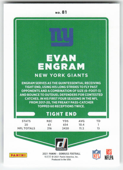 2021 Donruss #81 Evan Engram New York Giants FB1-411