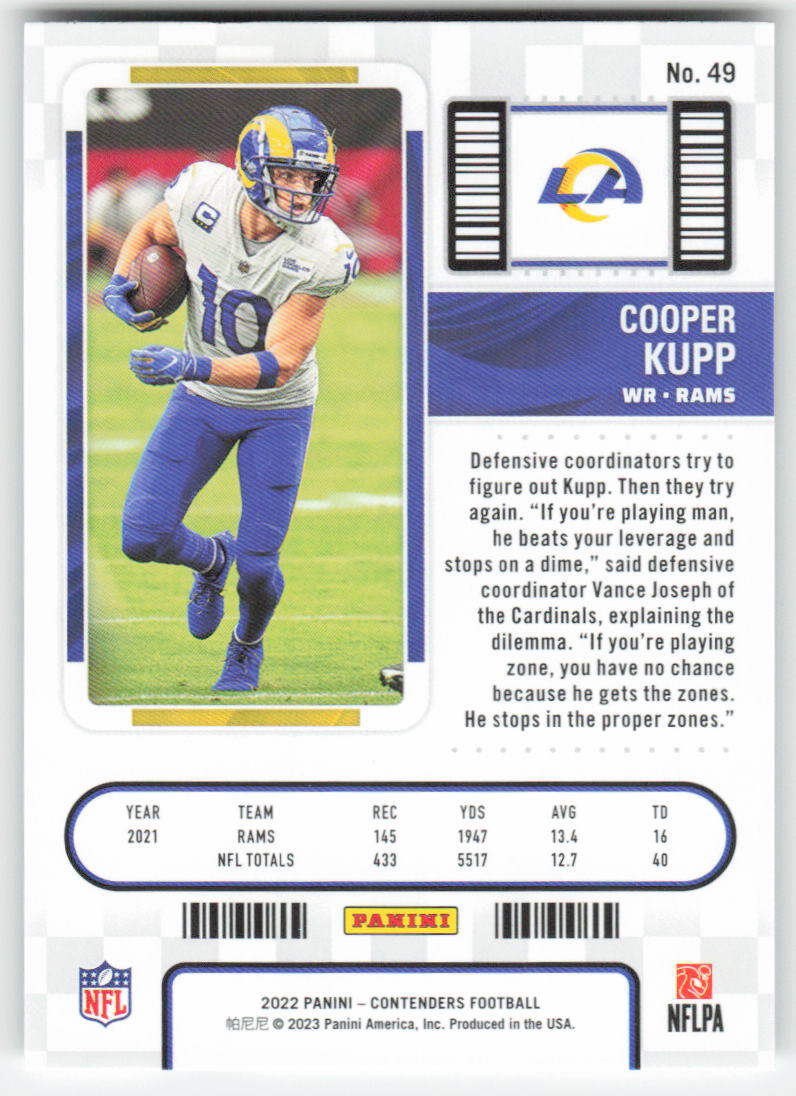 2022 Panini Contenders #49 Cooper Kupp Los Angeles Rams FB1-423