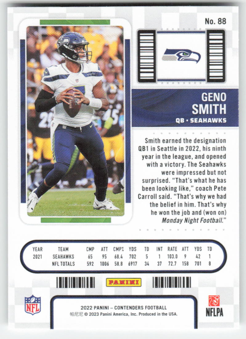 2022 Panini Contenders #88 Geno Smith Seattle Seahawks FB1-427