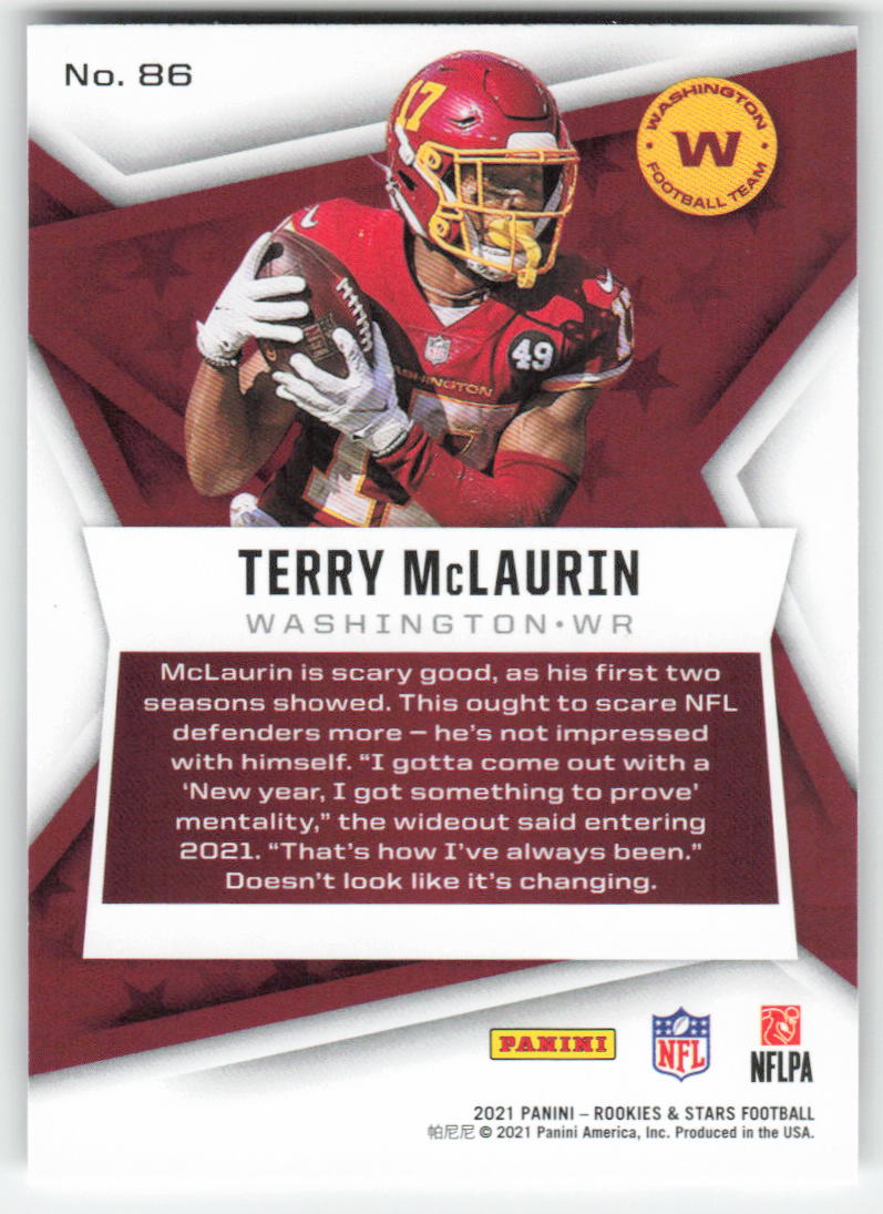 2021 Panini Rookies & Stars #86 Terry McLaurin Washington Football Team FB1-431