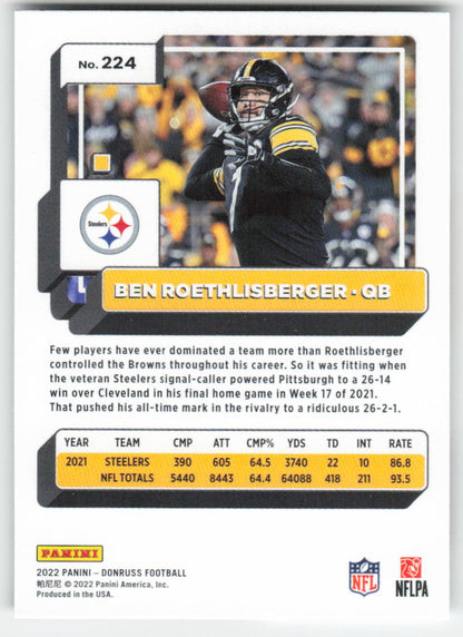 2022 Donruss #224 Ben Roethlisberger Pittsburgh Steelers FB1-438