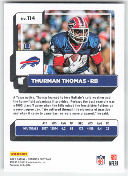 2022 Donruss #114 Thurman Thomas Buffalo Bills FB1-440