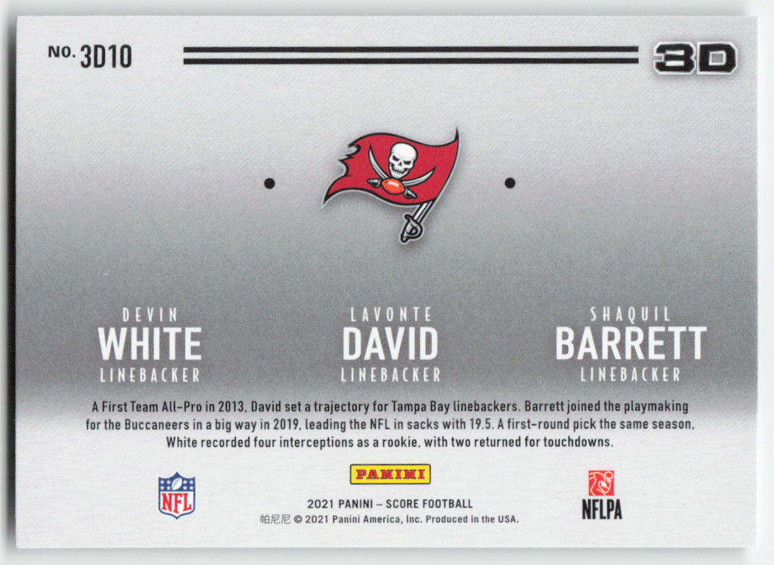 2021 Score 3D #3D10 White / David / Barrett Buccaneers FB1-451