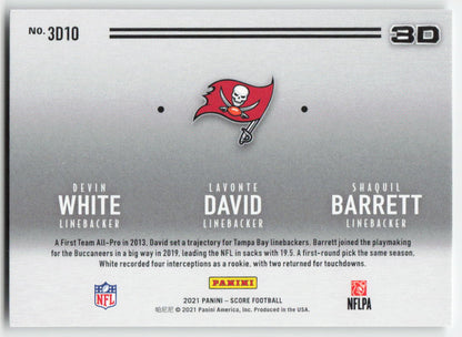 2021 Score 3D #3D10 White / David / Barrett Buccaneers FB1-451