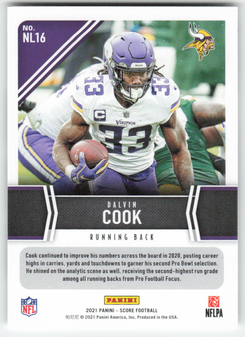 2021 Score #NL16 Dalvin Cook Next Level Stats Minnesota Vikings FB1-452
