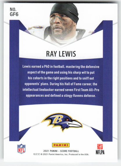 2021 Score #GF6 Ray Lewis Game Face Baltimore Ravens FB1-461