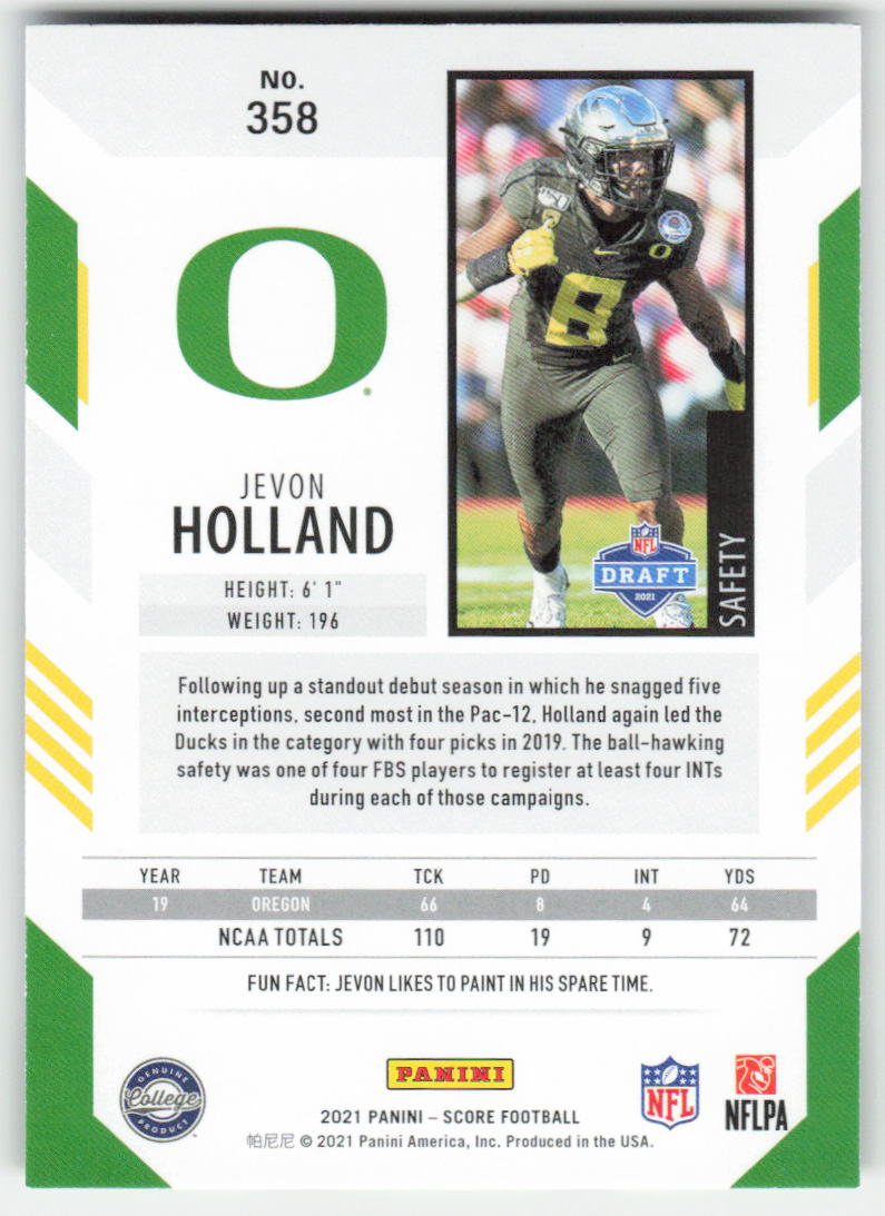2021 Score #358 Jevon Holland Oregon Ducks Rookie FB1-463