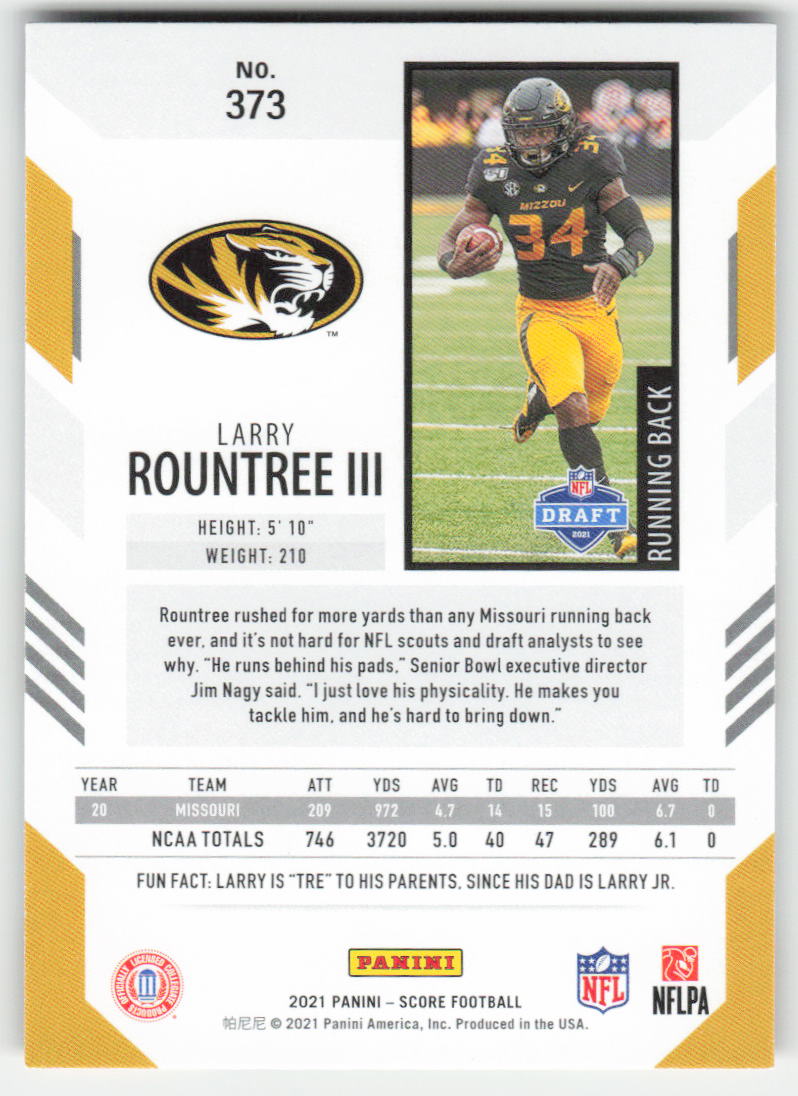 2021 Score #373 Larry Rountree III Missouri Tigers Rookie FB1-465