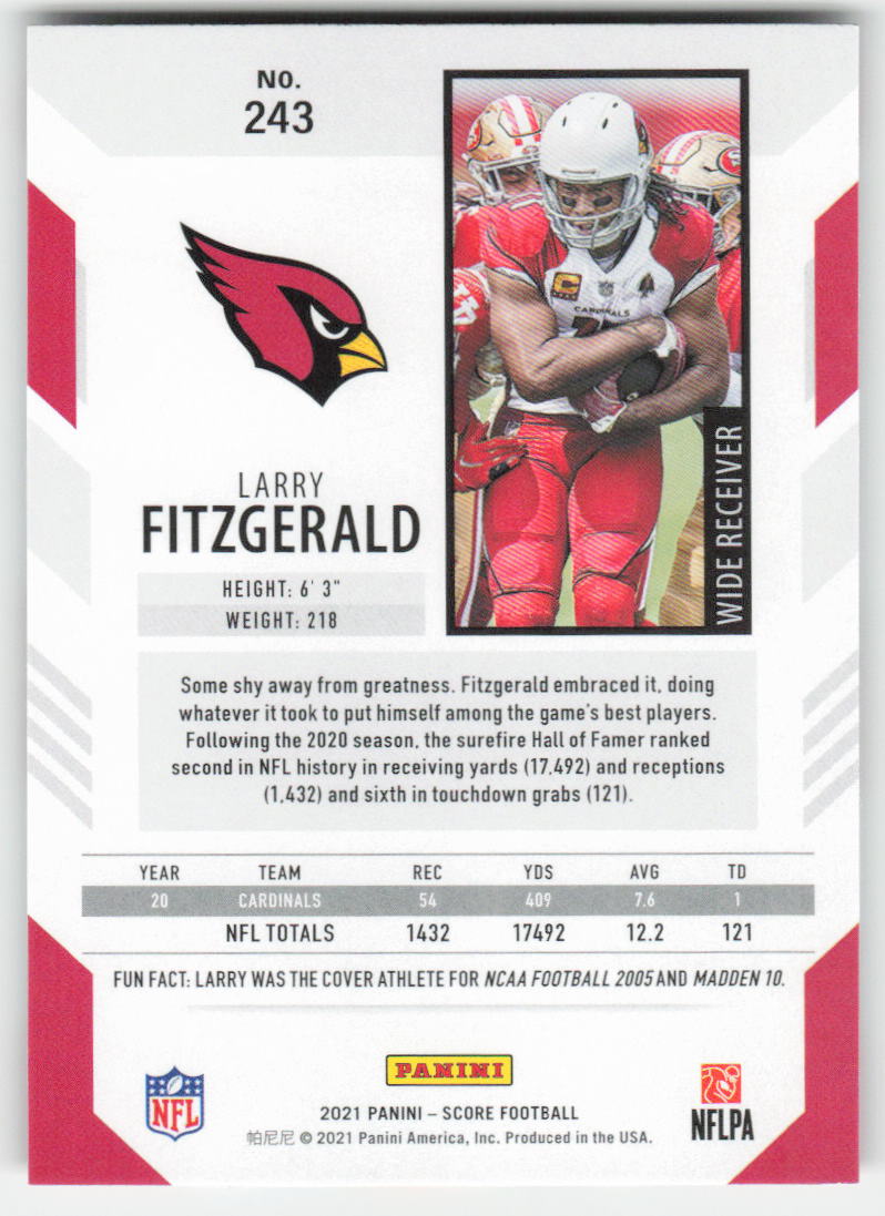 2021 Score #243 Larry Fitzgerald Arizona Cardinals FB1-469