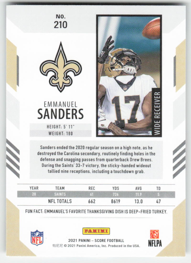 2021 Score #210 Emmanuel Sanders New Orleans Saints FB1-471