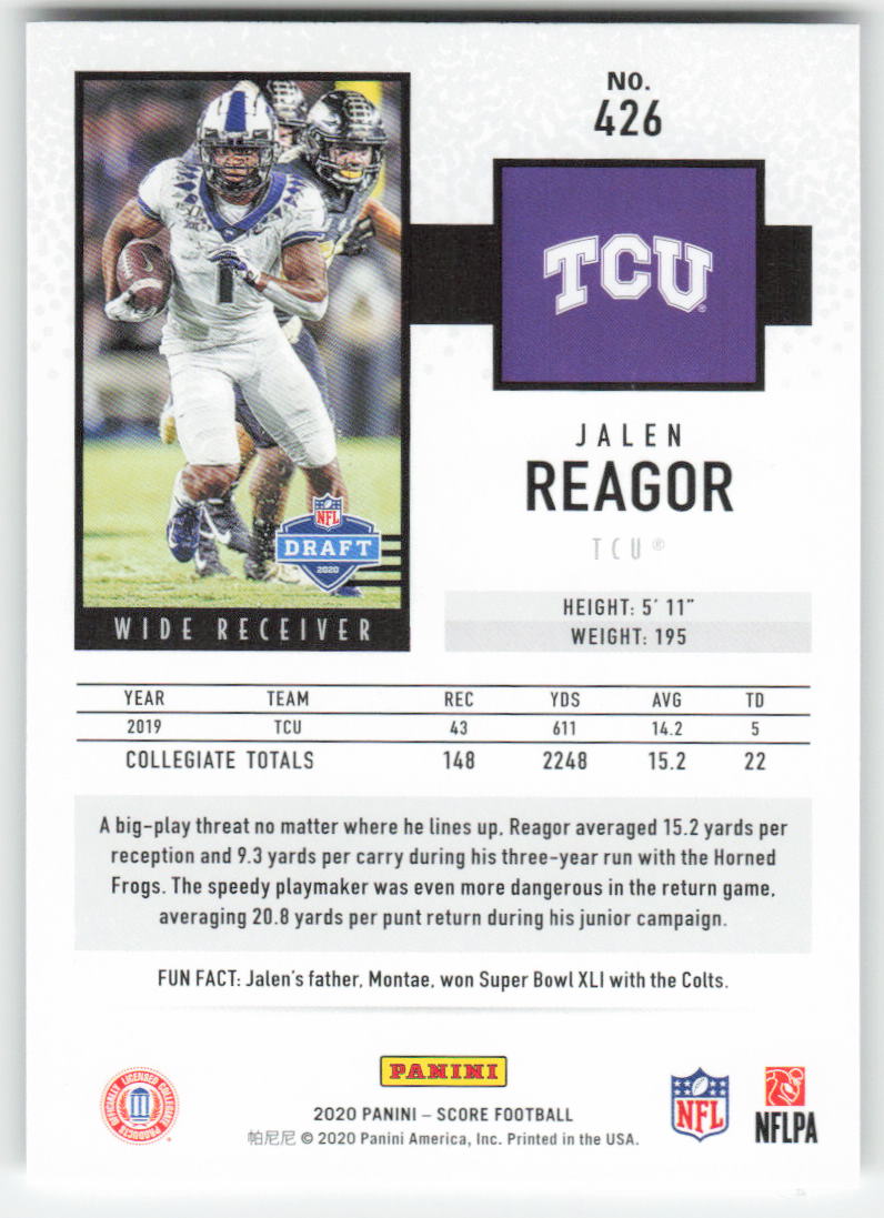 2020 Score #426 Jalen Reagor TCU Horned Frogs Rookie FB1-485