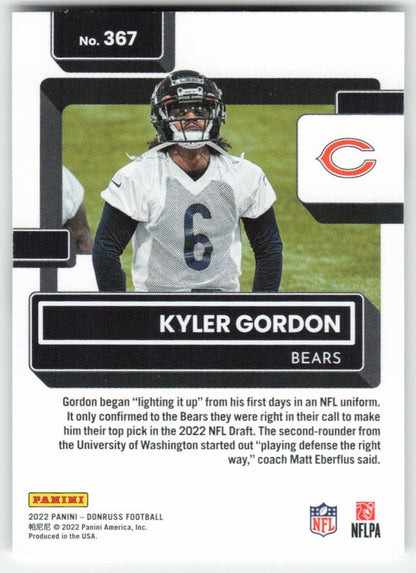 2022 Donruss #367 Kyler Gordon Chicago Bears Rookie FB1-488