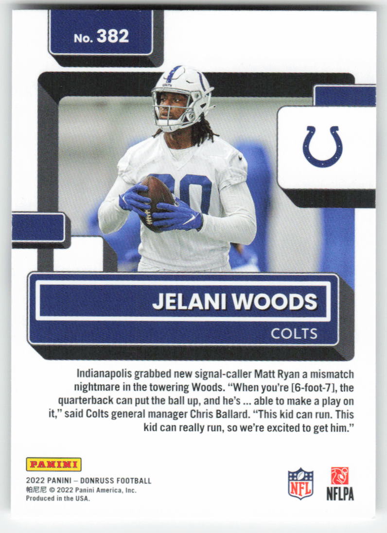 2022 Donruss #382 Jelani Woods Indianapolis Colts Rookie FB1-490