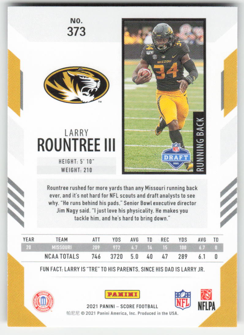 2021 Score #373 Larry Rountree III Missouri Tigers Rookie FB1-492