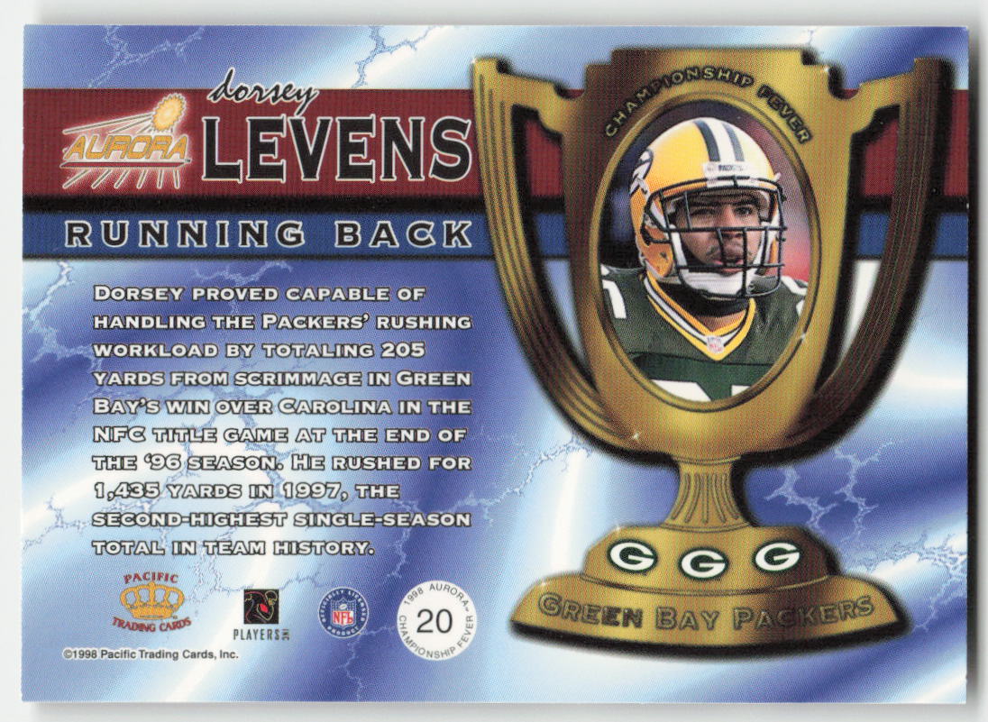 1998 Pacific Aurora #20 Dorsey Levens Championship Fever Packers FB1-531