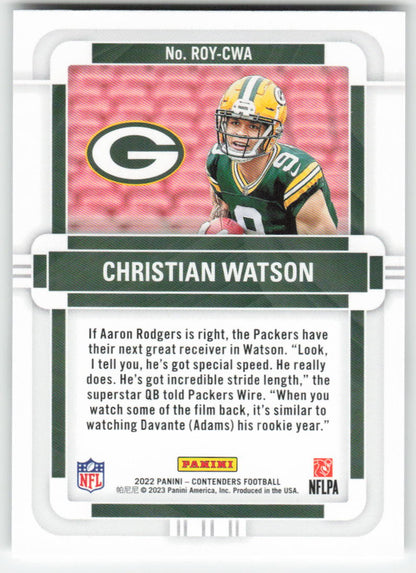 2022 Panini Contenders #ROY-CWA Christian Watson Rookie of Year Packers FB1-545