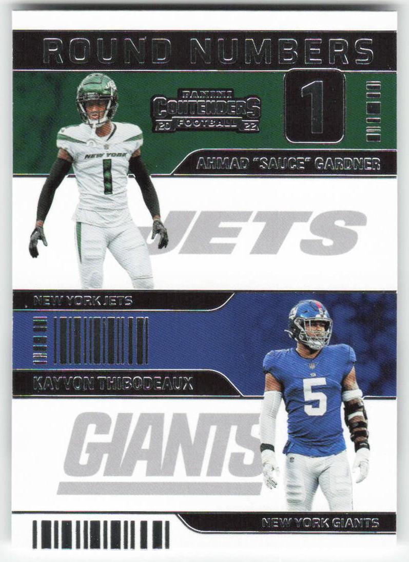 2022 Panini Contenders #RN-GT Sauce Gardner/ Thibodeaux Round Numbers NY FB1-546