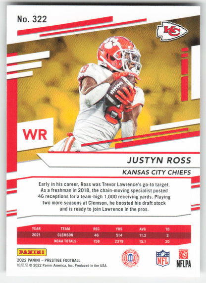 2022 Panini Prestige #322 Justyn Ross Kansas City Chiefs Rookie FB1-547