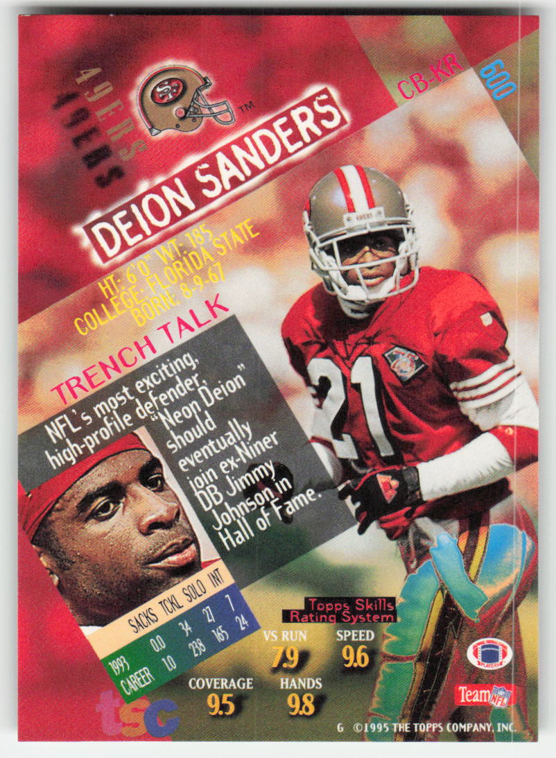 1994 Stadium Club #600 Deion Sanders San Francisco 49ers FB1-572