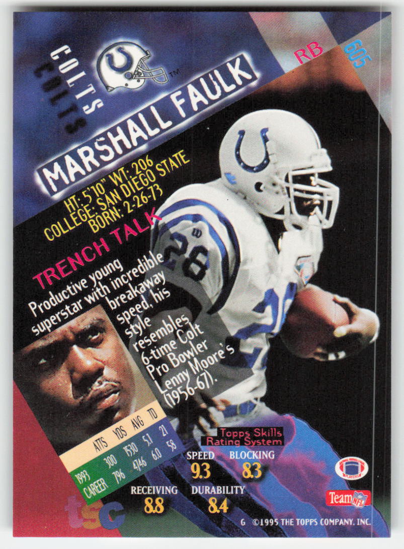 1994 Stadium Club #605 Marshall Faulk Indianapolis Colts FB1-574