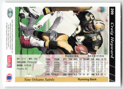 1993 Upper Deck #299 Craig Heyward Chicago Bears FB1-578