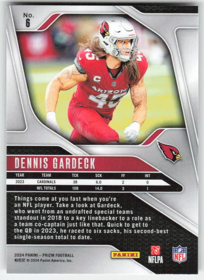 2024 Panini Prizm #6 Dennis Gardeck Arizona Cardinals FB1-591
