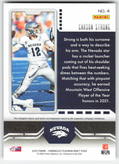 2022 Panini Chronicles Draft Picks #4 Carson Strong Playbook Nevada FB1-597