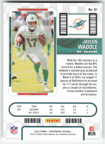 2022 Panini Contenders #81 Jaylen Waddle Miami Dolphins FB1-601
