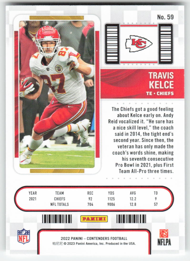 2022 Panini Contenders #59 Travis Kelce Kansas City Chiefs FB1-602