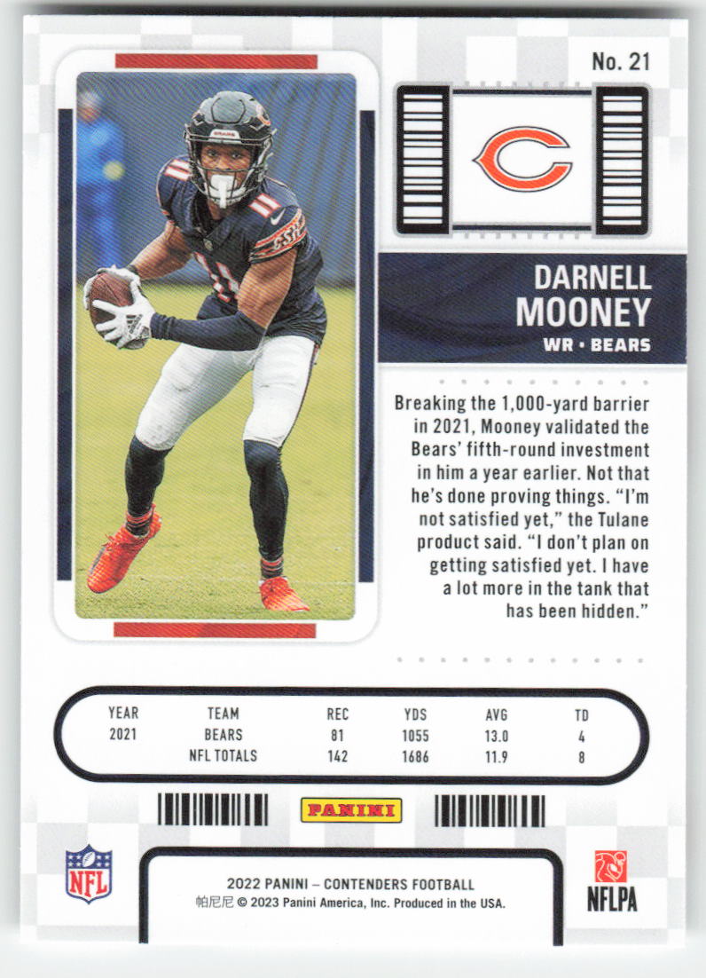 2022 Panini Contenders #21 Darnell Mooney Chicago Bears FB1-605