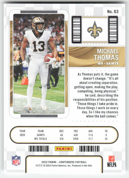 2022 Panini Contenders #63 Michael Thomas New Orleans Saints FB1-606
