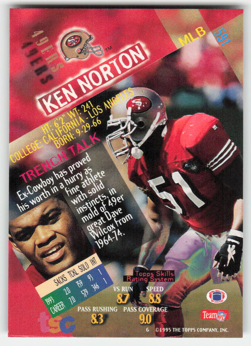 1994 Stadium Club #591 Ken Norton San Francisco 49ers FB1-626