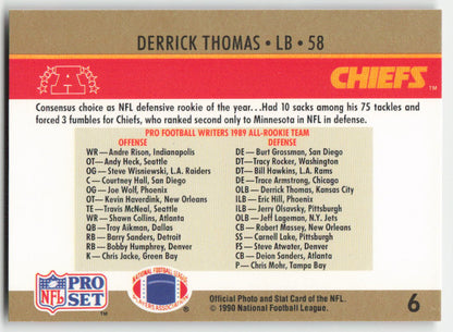 1990 Pro Set #6 Derrick Thomas Kansas City Chiefs FB1-650