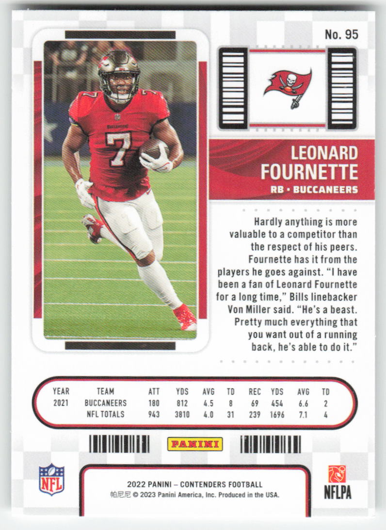 2022 Panini Contenders #95 Leonard Fournette Tampa Bay Buccaneers FB1-652